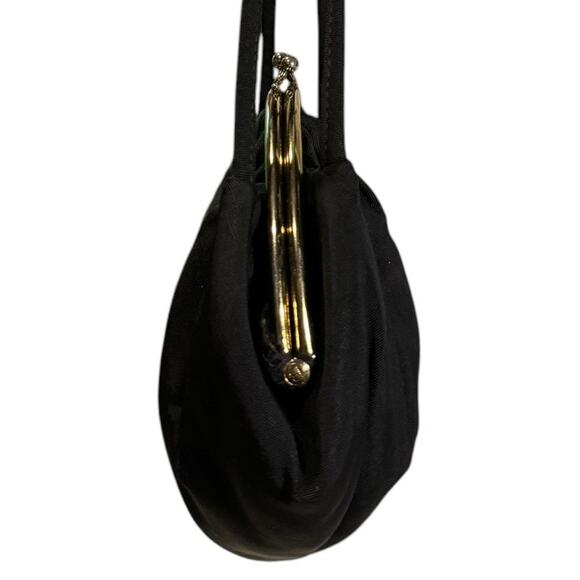 1950's Vintage formal Black Bag with kiss claps attached inside coin purse - Picture 7 of 9